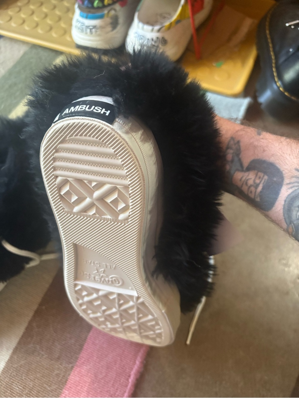 Converse Faux Fur Ambush Black High-Top Sneakers - Picture 4 of 5